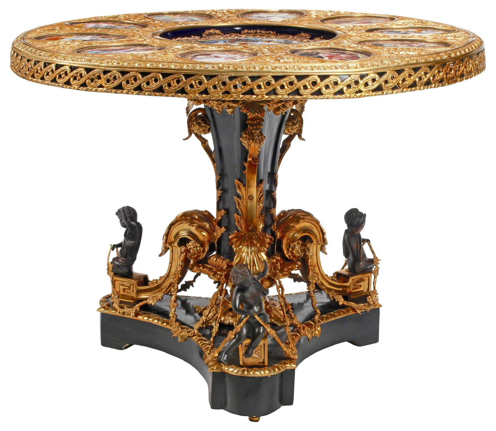 LOUIS XV STYLE ORMOLU & SEVRES STYLE PORCELAIN-MOUNTED CENTER TABLE (1 of 9)