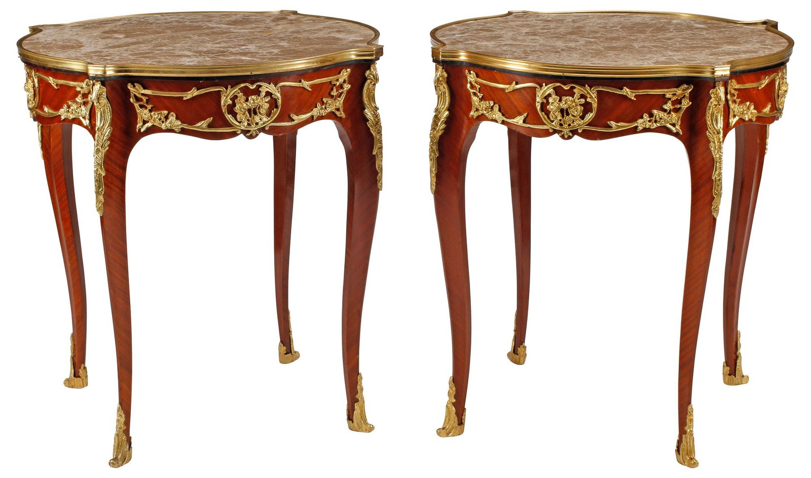 (2) LOUIS XV STYLE MARBLE-TOP ORMOLU-MOUNTED SIDE TABLES / GUERIDONS (1 of 5)