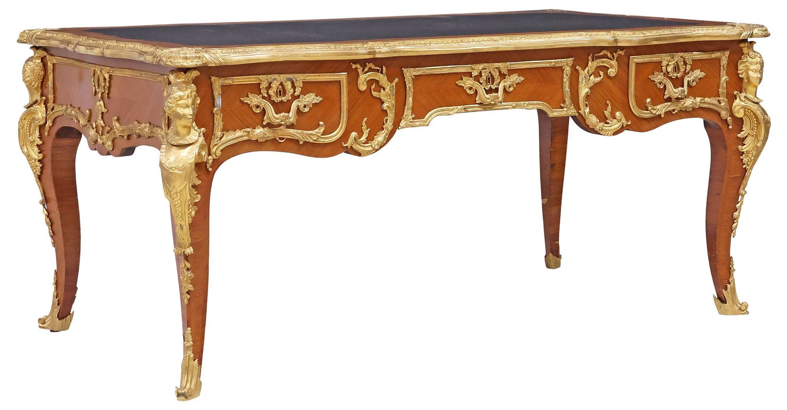 LOUIS XV STYLE ORMOLU-MOUNTED LEATHER-TOP BUREAU PLAT (1 of 6)