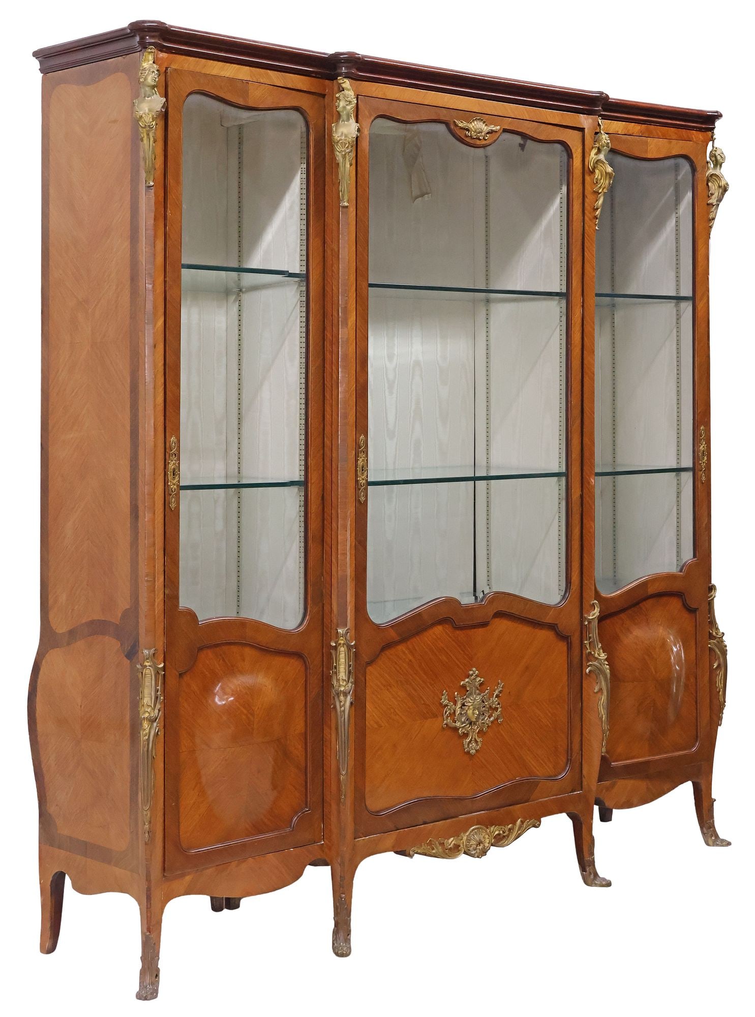 LARGE ROCOCO STYLE ORMOLU-MOUNTED BOMBE DISPLAY CABINET (1 of 6)