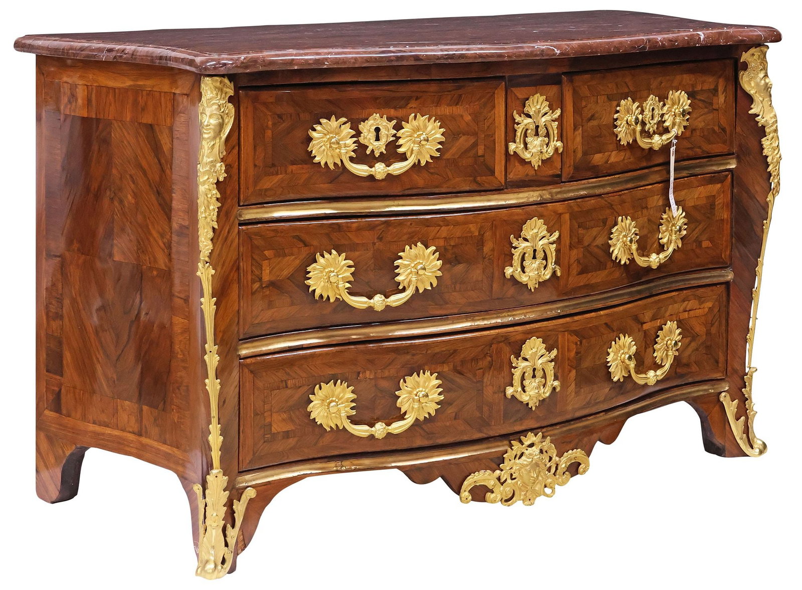 REGENCE PERIOD ORMOLU-MOUNTED TULIPWOOD & PARQUETRY COMMODE (1 of 7)