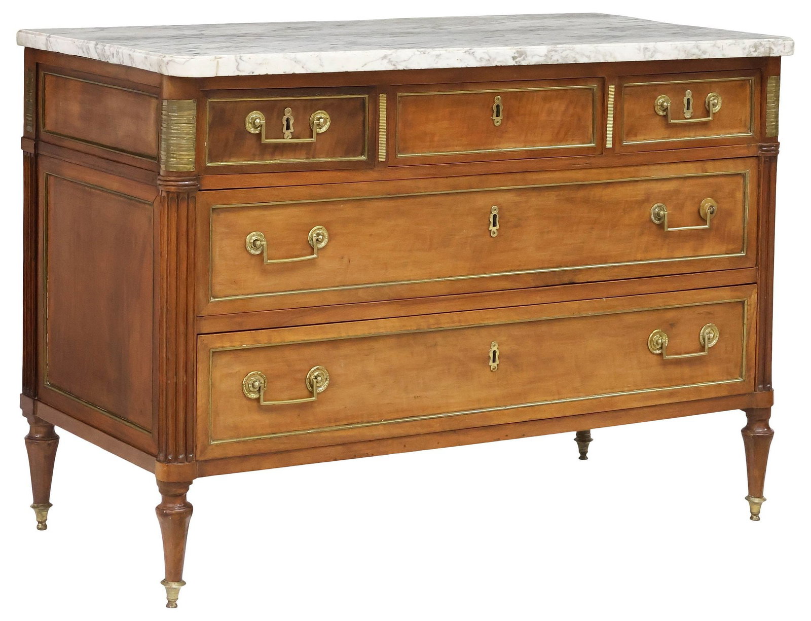 FRENCH LOUIS XVI STYLE MARBLE-TOP MAHOGANY COMMODE (1 of 5)