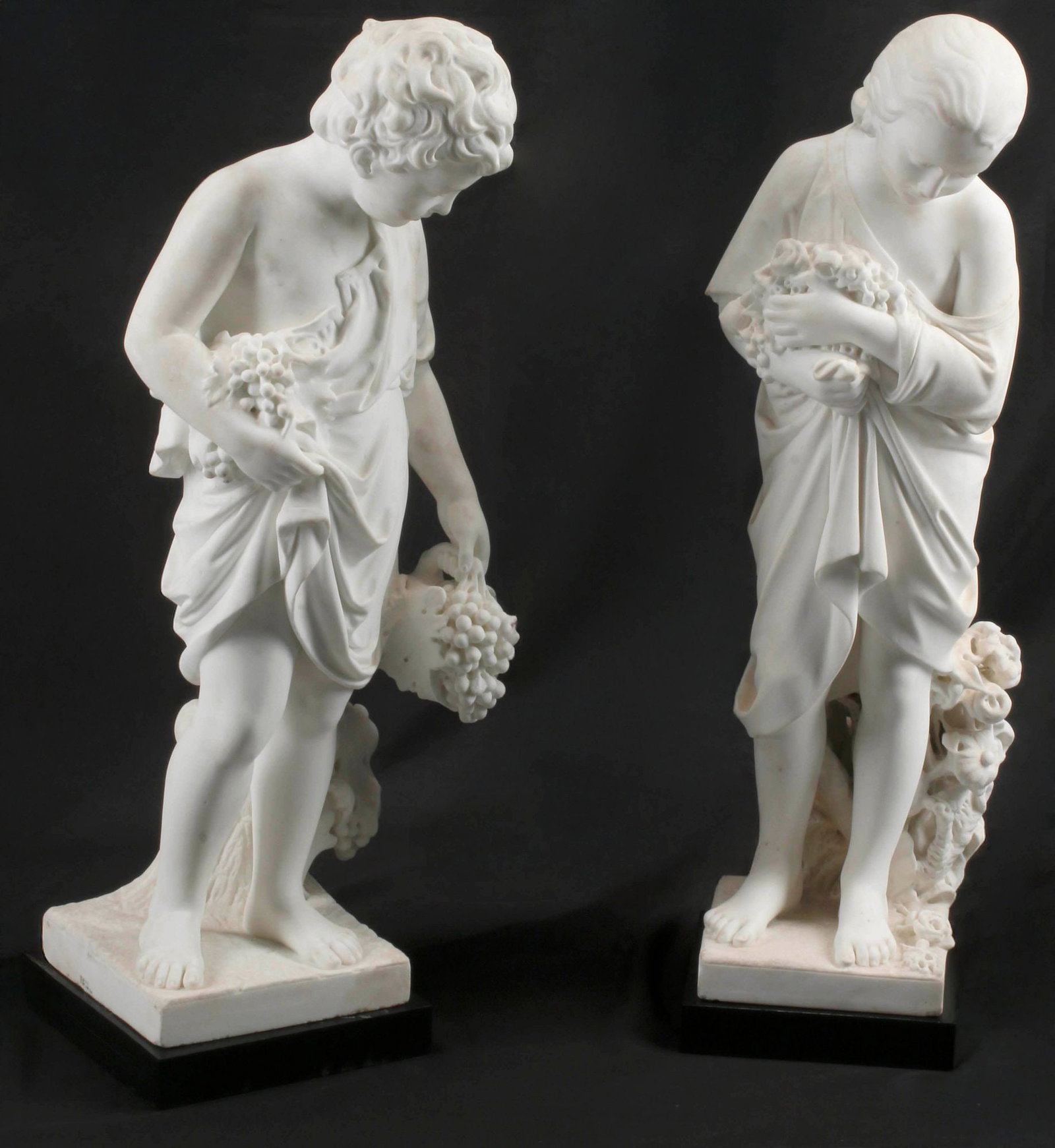 (2) ITALIAN SCHOOL CARVED MARBLE SCULPTURES, SEASONS AUTUMN & SPRING (1 of 10)