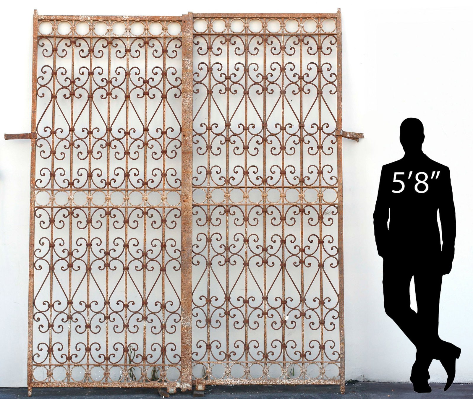 (2) MONUMENTAL FRENCH WROUGHT IRON ESTATE GATES, 106"H (1 of 6)