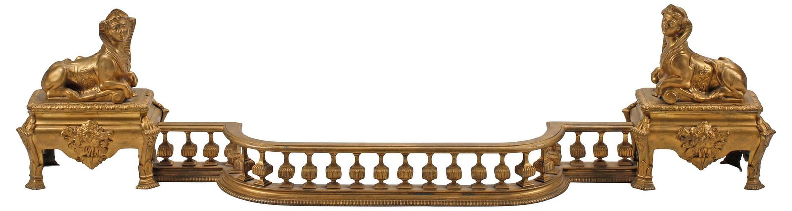 NEOCLASSICAL STYLE ORMOLU FIRE FENDER WITH RECUMBENT SPHINX (1 of 4)