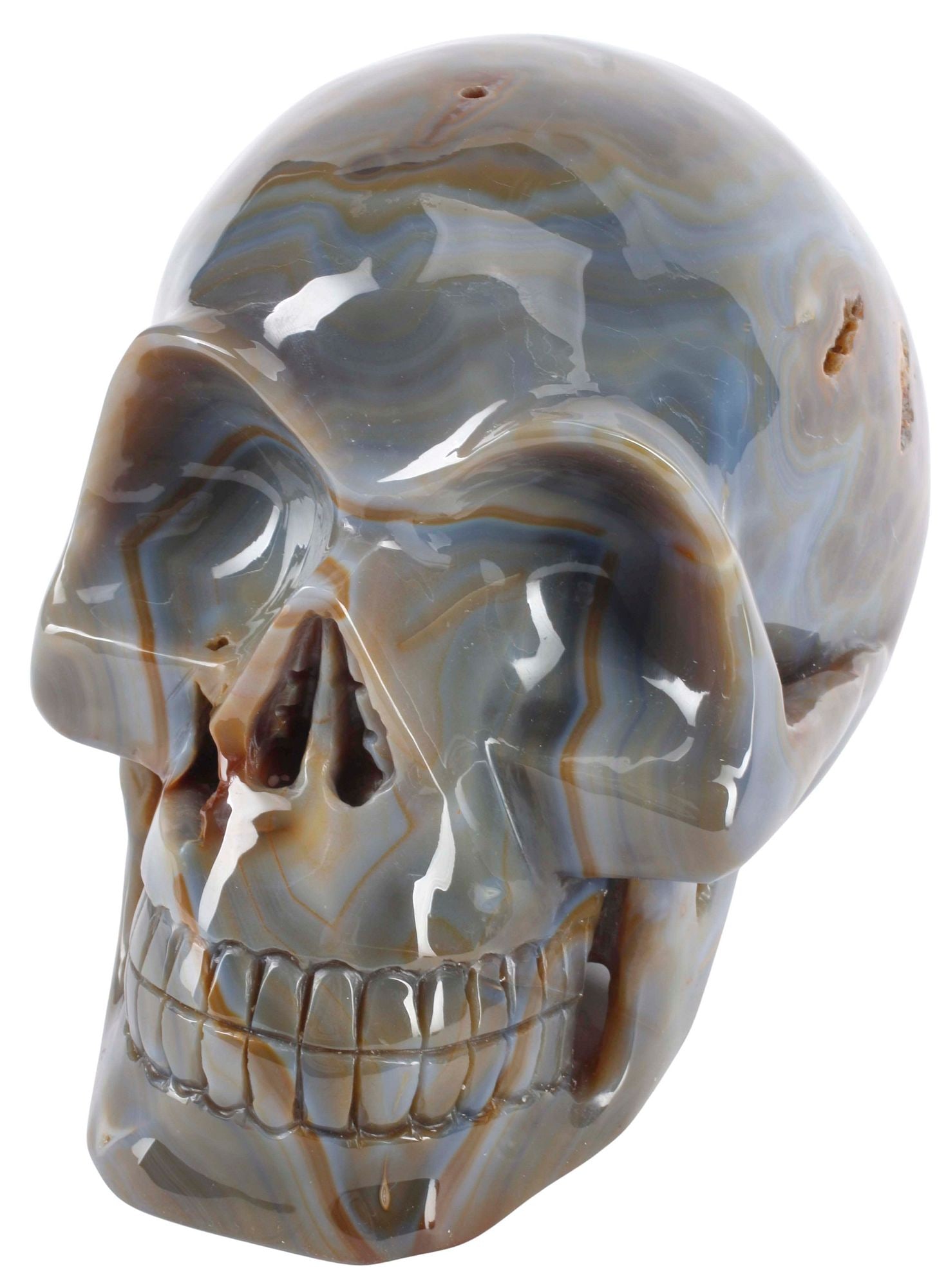LARGE CARVED AGATE MODEL OF A HUMAN SKULL (1 of 4)