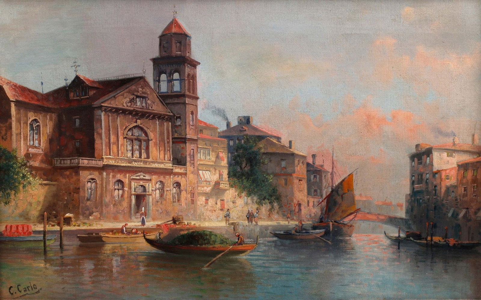 KARL KAUFFMANN (1843-1905) OIL PAINTING, VENETIAN CANAL SCENE (1 of 7)