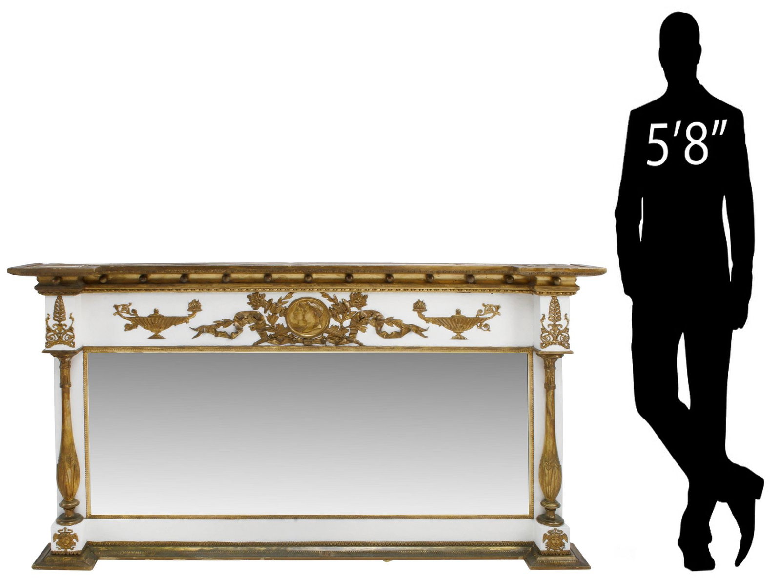 ITALIAN NEOCLASSICAL STYLE PARCEL-GILT OVERMANTEL MIRROR, 38" X 67.5" (1 of 8)