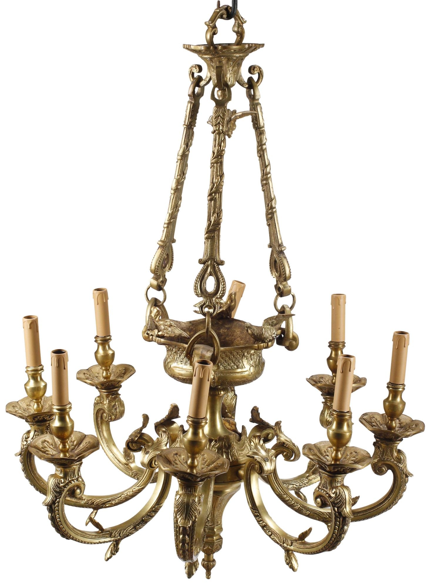 LARGE REGENCE STYLE GILT BRONZE 8-LIGHT CHANDELIER (1 of 6)