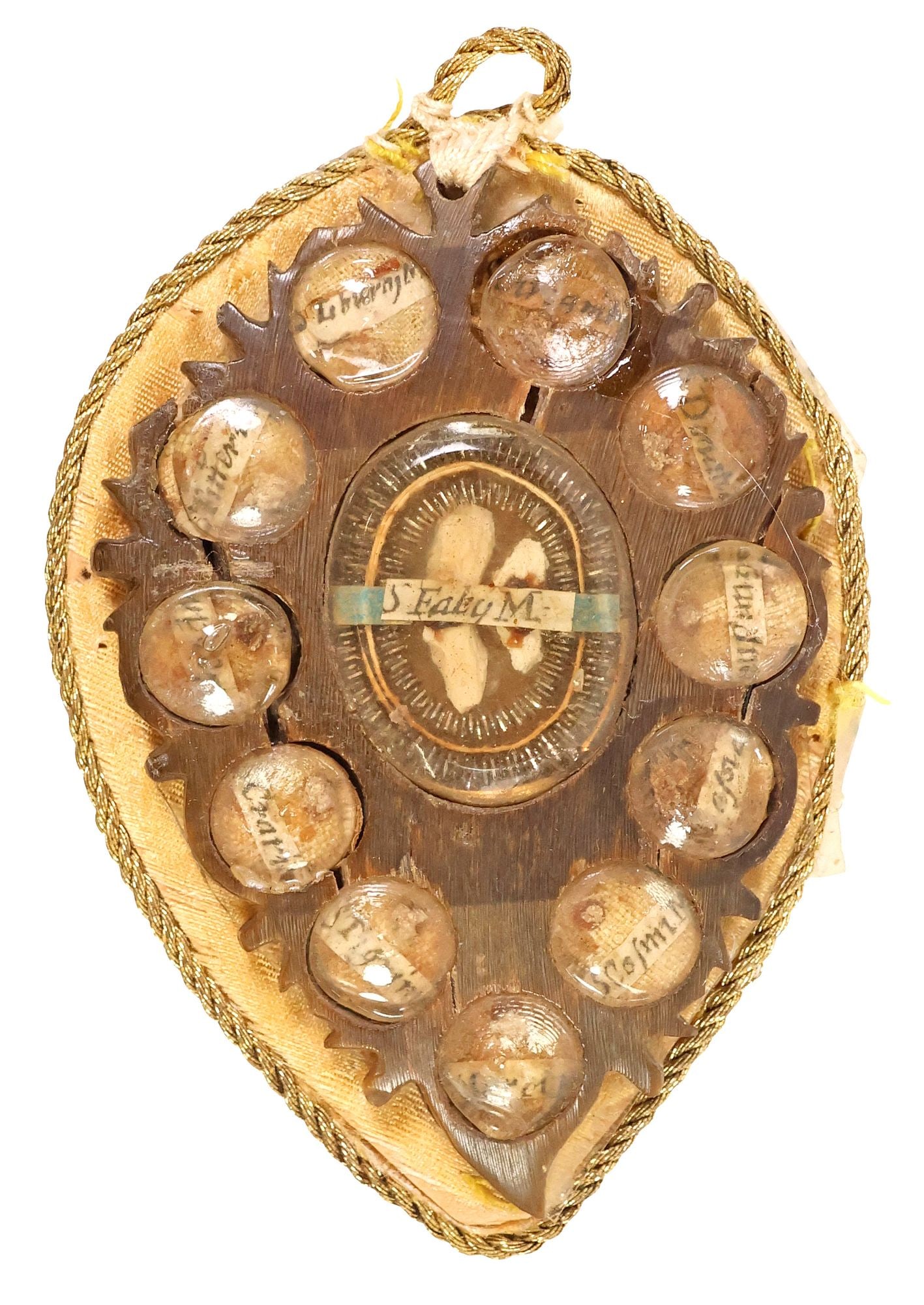NUN'S CARVED POCKET RELIQUARY CONTAINING RELICS OF 24 'CATACOMB SAINTS' (1 of 4)