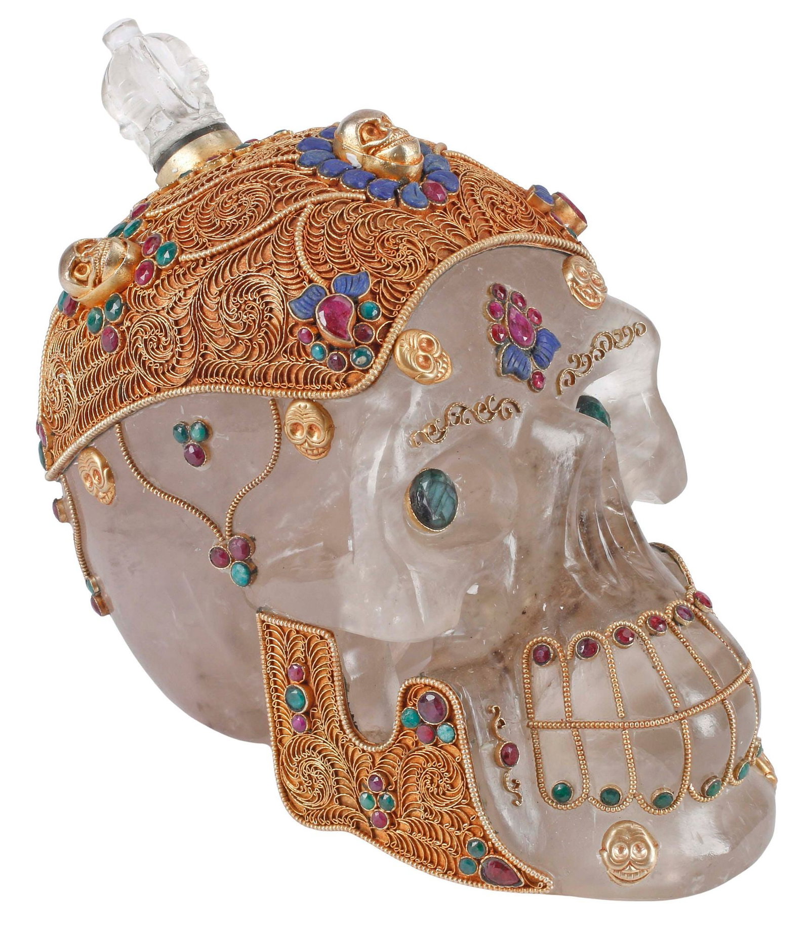 LARGE CARVED & GEM-SET ROCK CRYSTAL MODEL OF A SKULL (1 of 5)