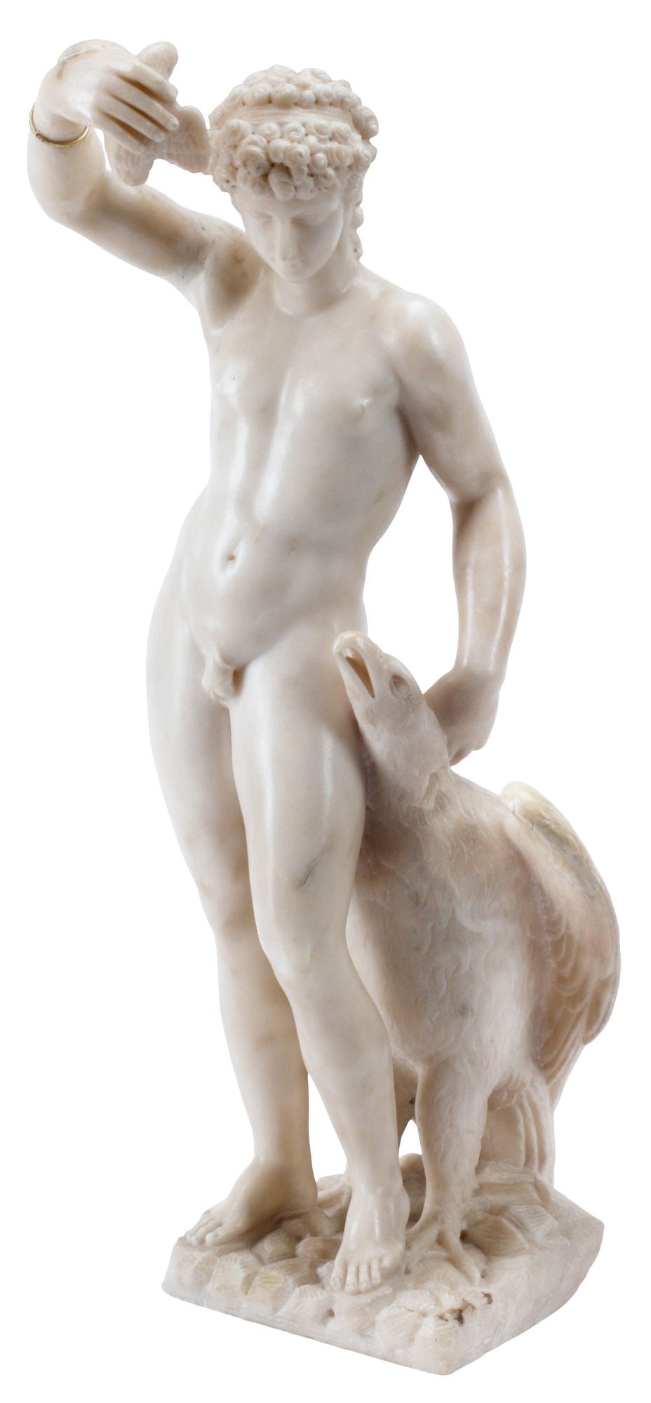 CARVED MARBLE SCULPTURE AFTER THE ANTIQUE, GANYMEDE WITH EAGLE, 25"H (1 of 7)