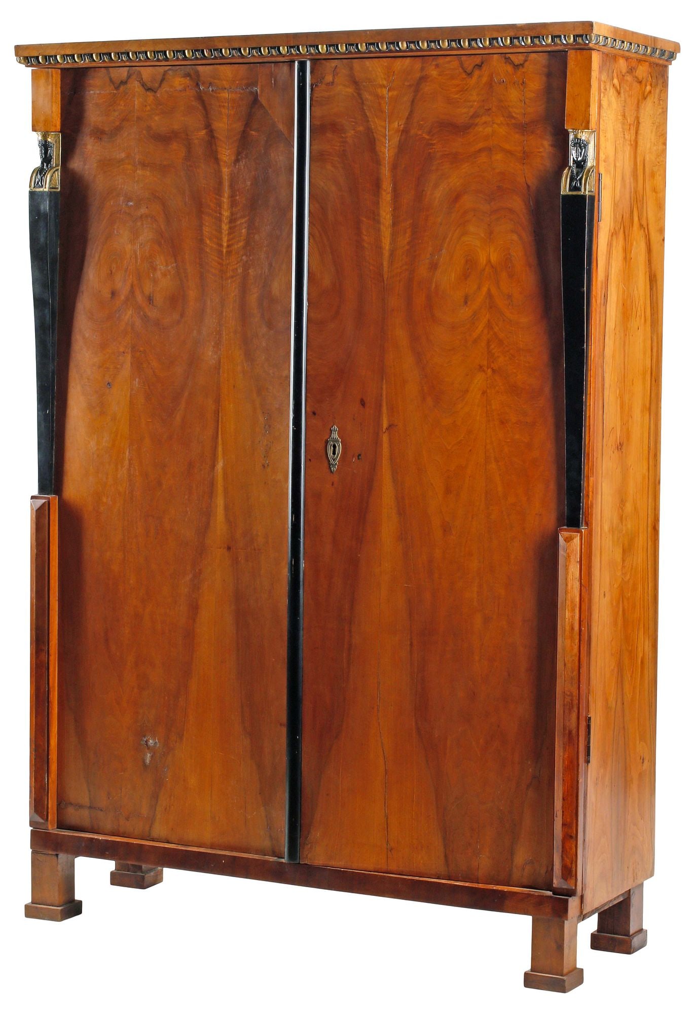 EMPIRE PERIOD PARCEL-EBONIZED WALNUT 2-DOOR CABINET / ARMOIRE (1 of 7)