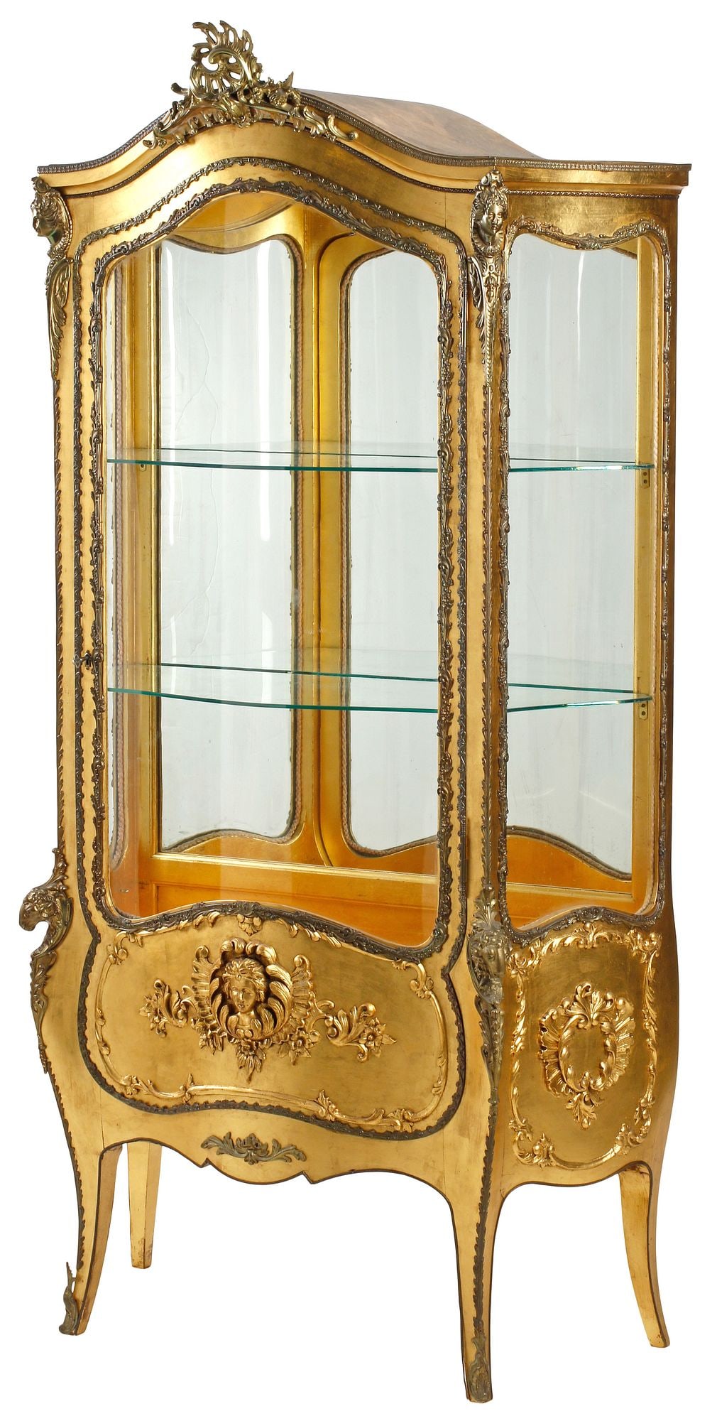 FRENCH LOUIS XV STYLE ORMOLU-MOUNTED GILTWOOD VITRINE / DISPLAY CABINET (1 of 5)