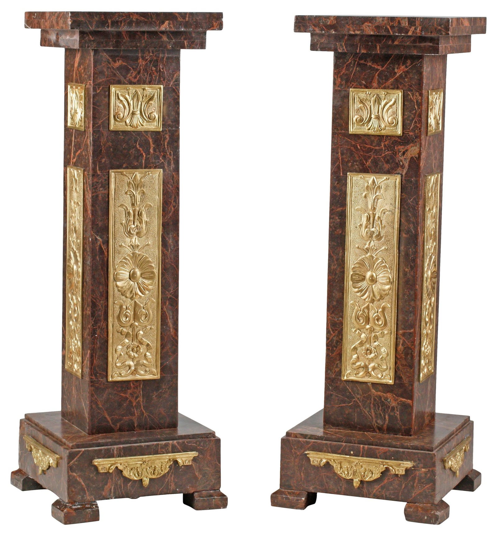 (2) LOUIS XVI STYLE ORMOLU-MOUNTED BROWN MARBLE PEDESTALS (1 of 6)