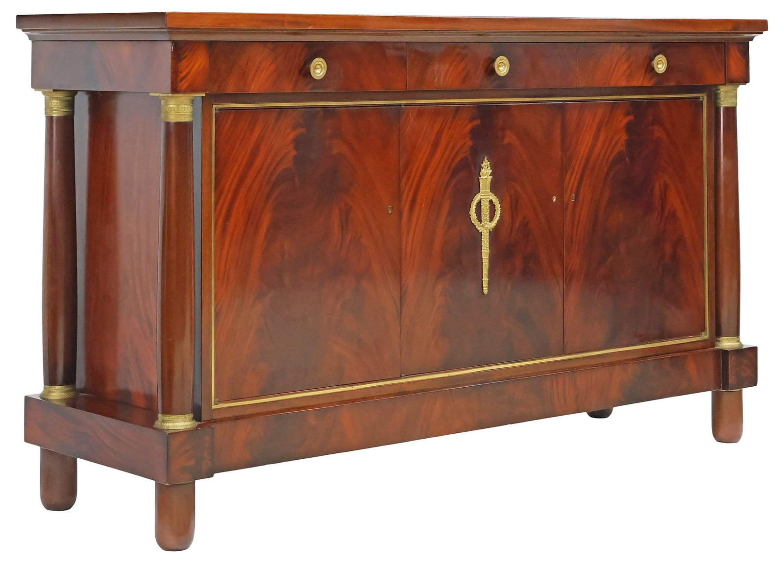 FRENCH EMPIRE STYLE FLAME MAHOGANY SIDEBOARD (1 of 6)