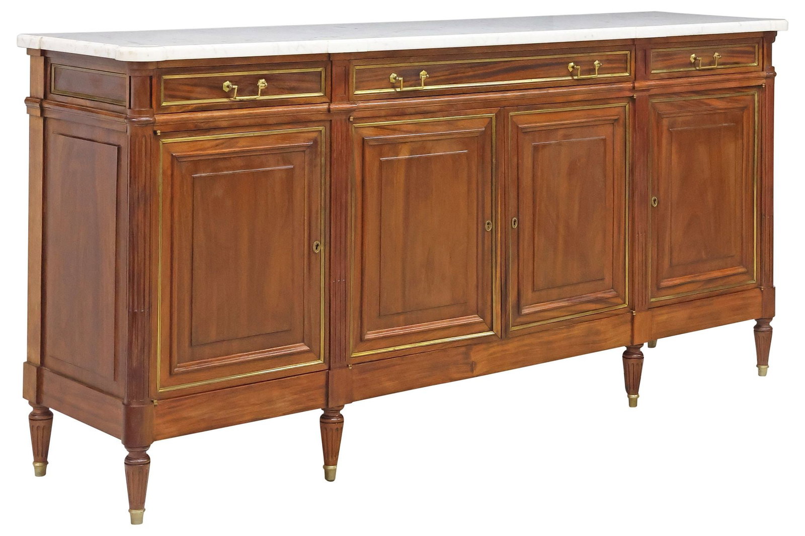 FRENCH LOUIS XVI STYLE MARBLE-TOP MAHOGANY SIDEBOARD (1 of 6)