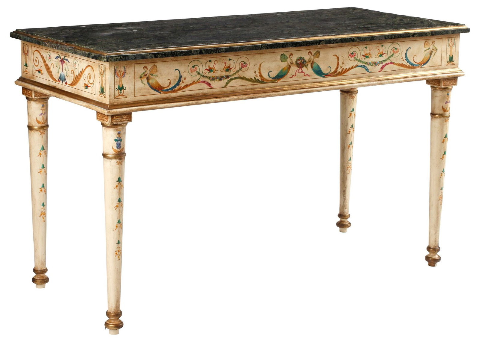 VENETIAN STYLE MARBLE-TILED & PAINT-DECORATED CONSOLE TABLE (1 of 4)