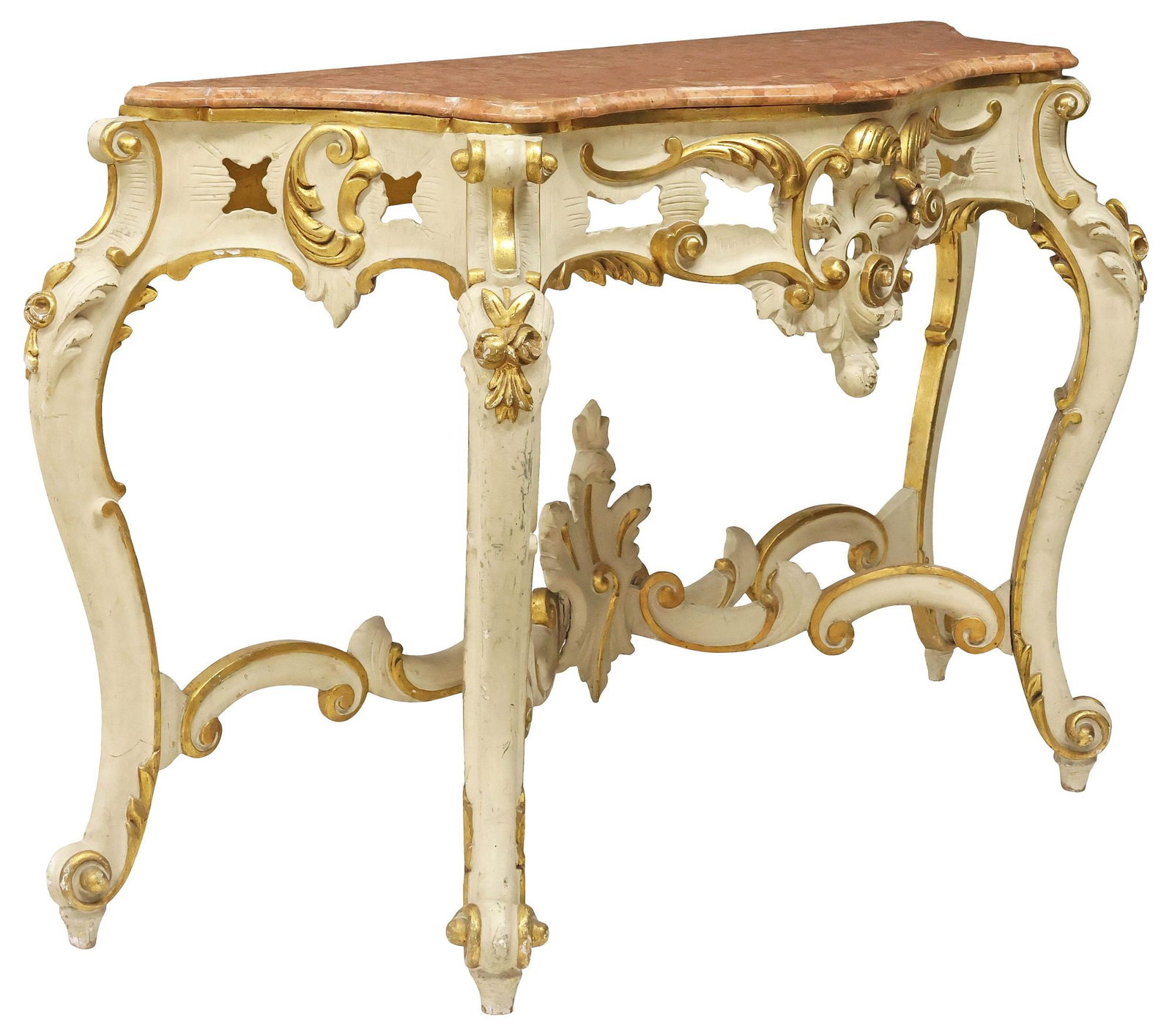 LOUIS XV STYLE MARBLE-TOP PARCEL-GILT & PAINTED CONSOLE TABLE (1 of 3)