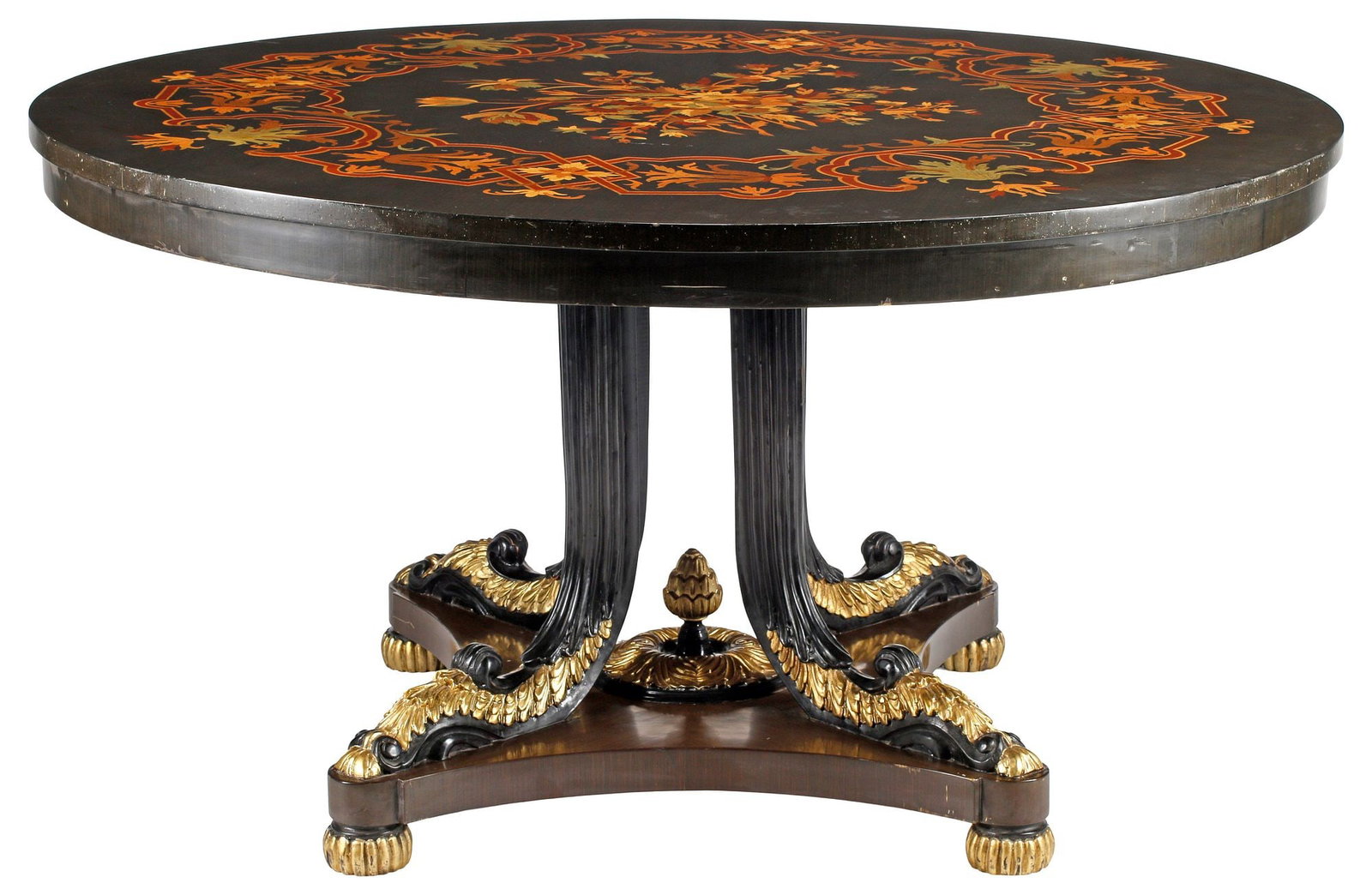 LARGE ITALIANATE PARCEL-GILT & MARQUETRY INLAID CENTER TABLE (1 of 6)