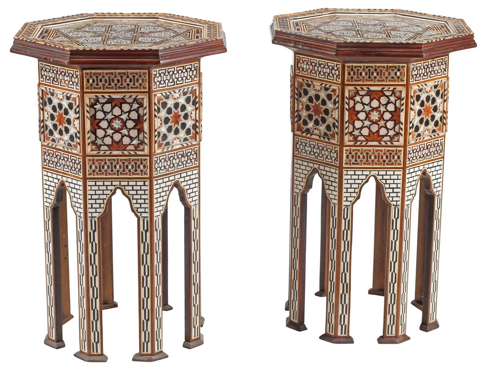 (2) MOORISH STYLE SHELL-INLAID OCTAGONAL SIDE TABLES (1 of 5)