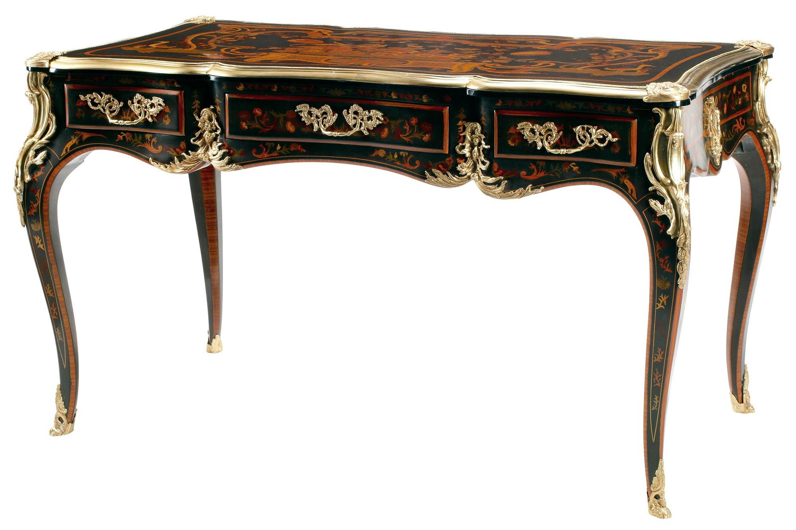 LOUIS XV STYLE ORMOLU-MOUNTED MARQUETRY BUREAU PLAT / DESK (1 of 5)
