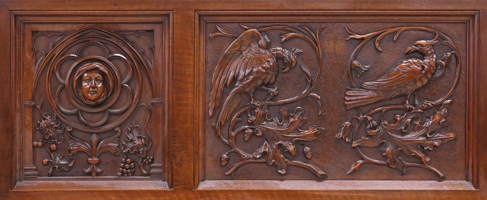 FRENCH GOTHIC REVIVAL CARVED WALNUT BED - 4