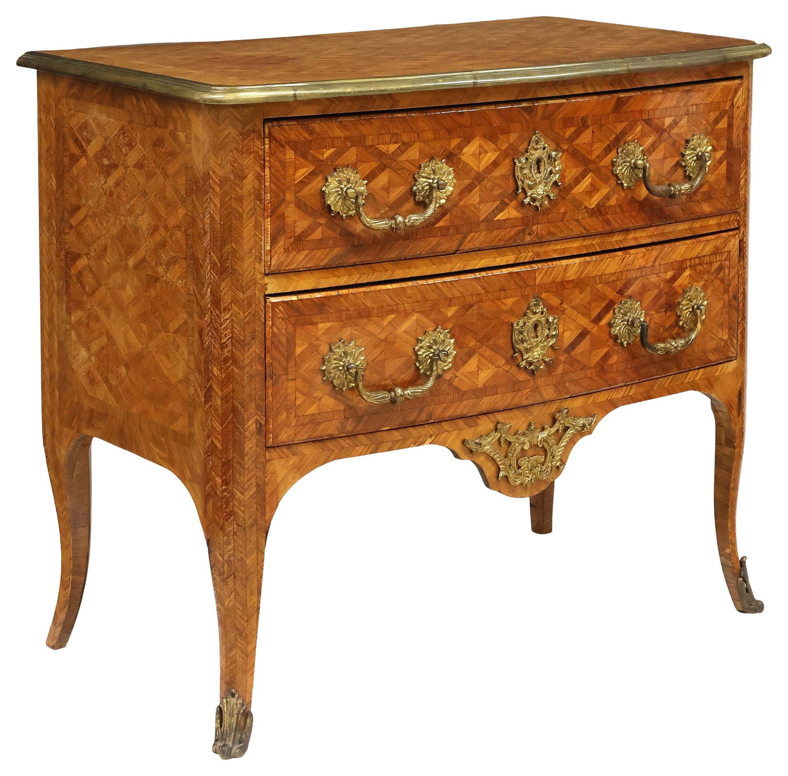 FRENCH LOUIS XV STYLE PARQUETRY 2-DRAWER COMMODE (1 of 6)
