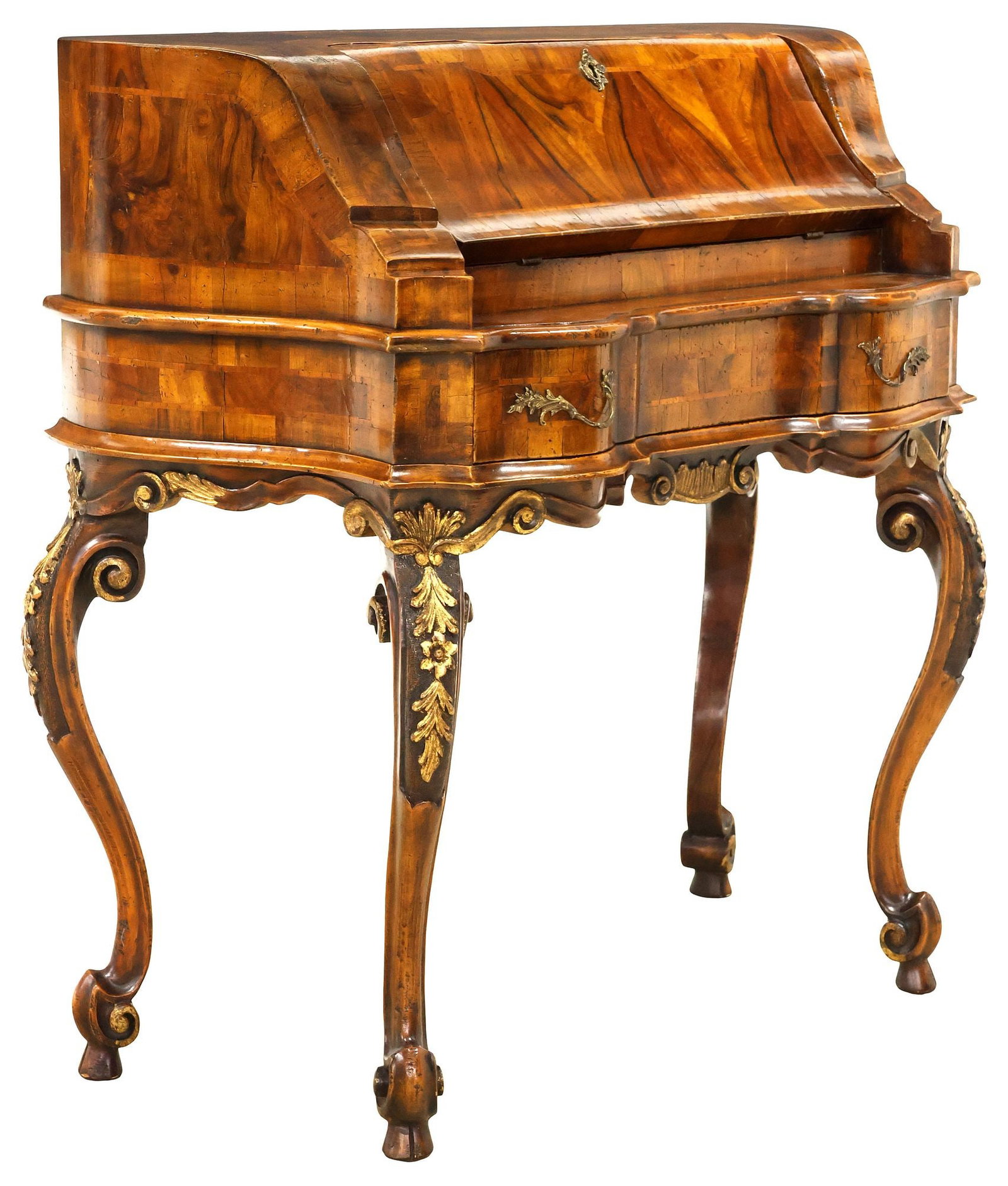 VENETIAN LOUIS XV STYLE PARCEL-GILT WALNUT FALL-FRONT SECRETARY DESK (1 of 6)