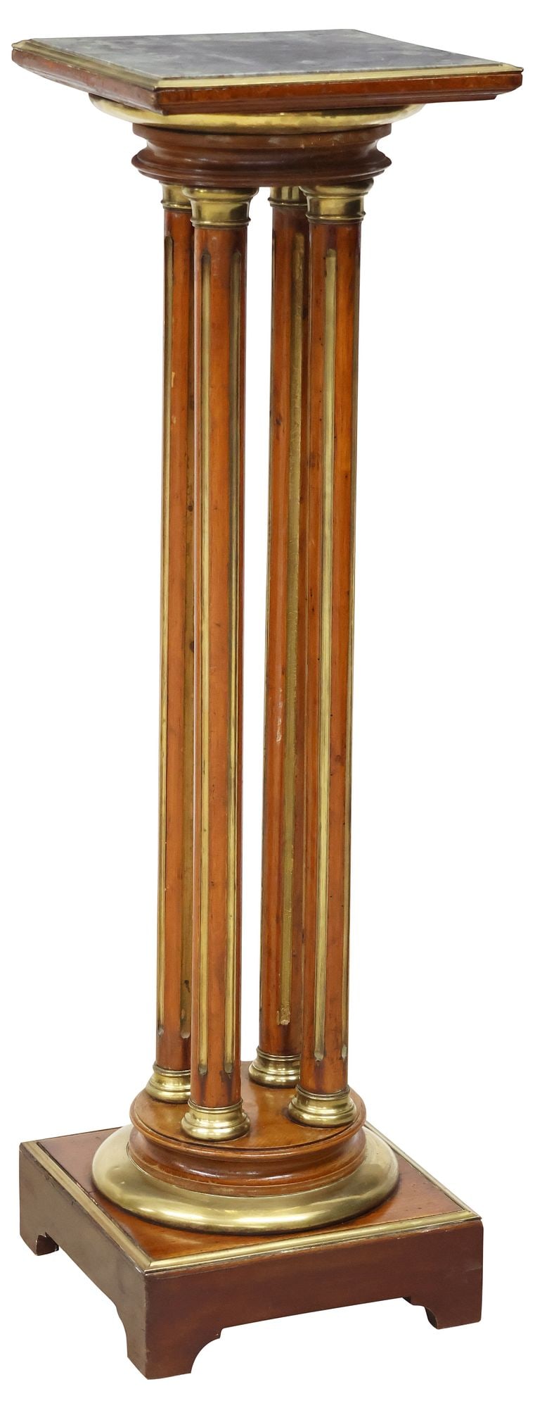 FRENCH LOUIS XVI STYLE MARBLE-TOP MAHOGANY & GILT-METAL PEDESTAL (1 of 4)