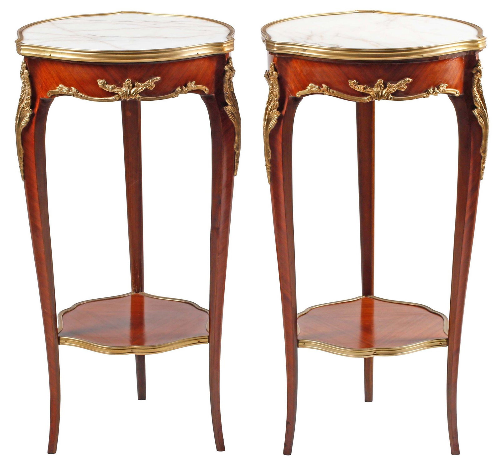 (2) LOUIS XV STYLE MARBLE-TOP ORMOLU-MOUNTED SIDE TABLES (1 of 5)