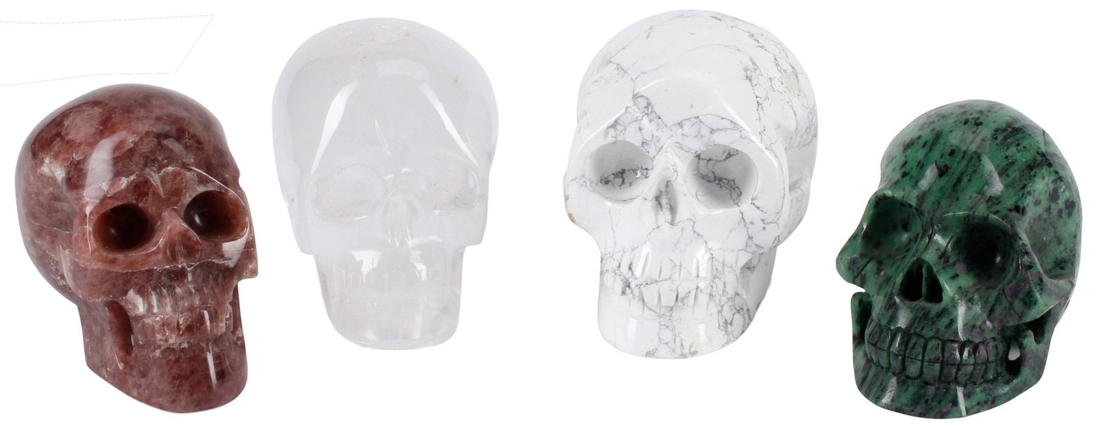 (4) CARVED ROCK CRYSTAL & SEMIPRECIOUS STONE MODELS OF HUMAN SKULLS (1 of 7)