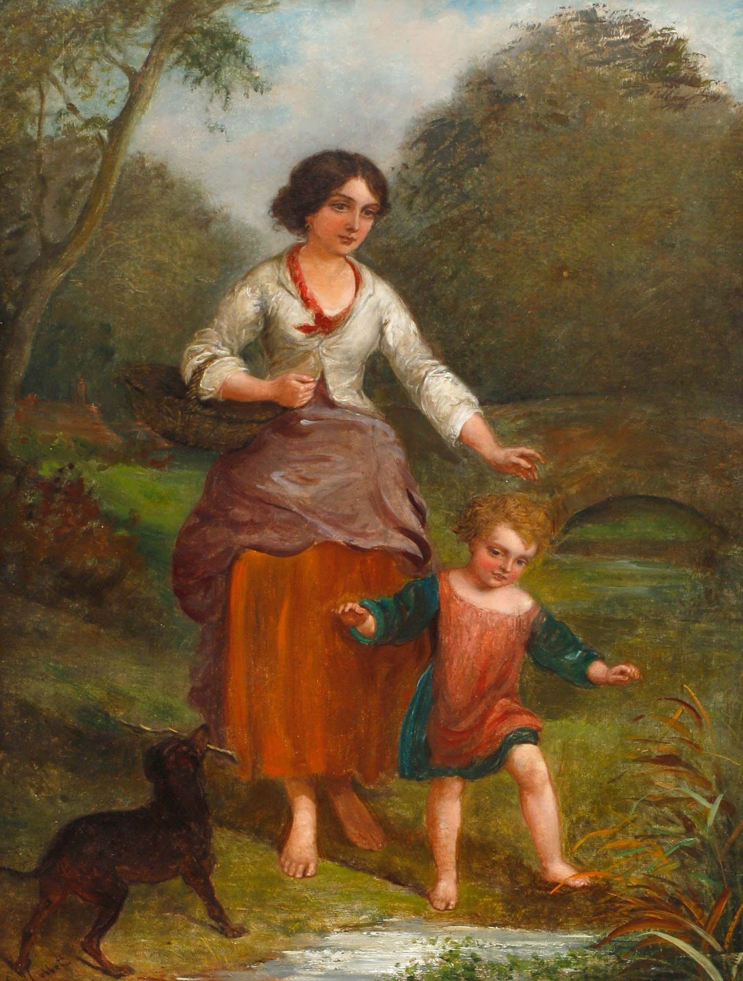 EDWARD JOHN COBBETT (BRITISH, 1815-1899) PAINTING, OFF TO THE MARKET (1 of 8)