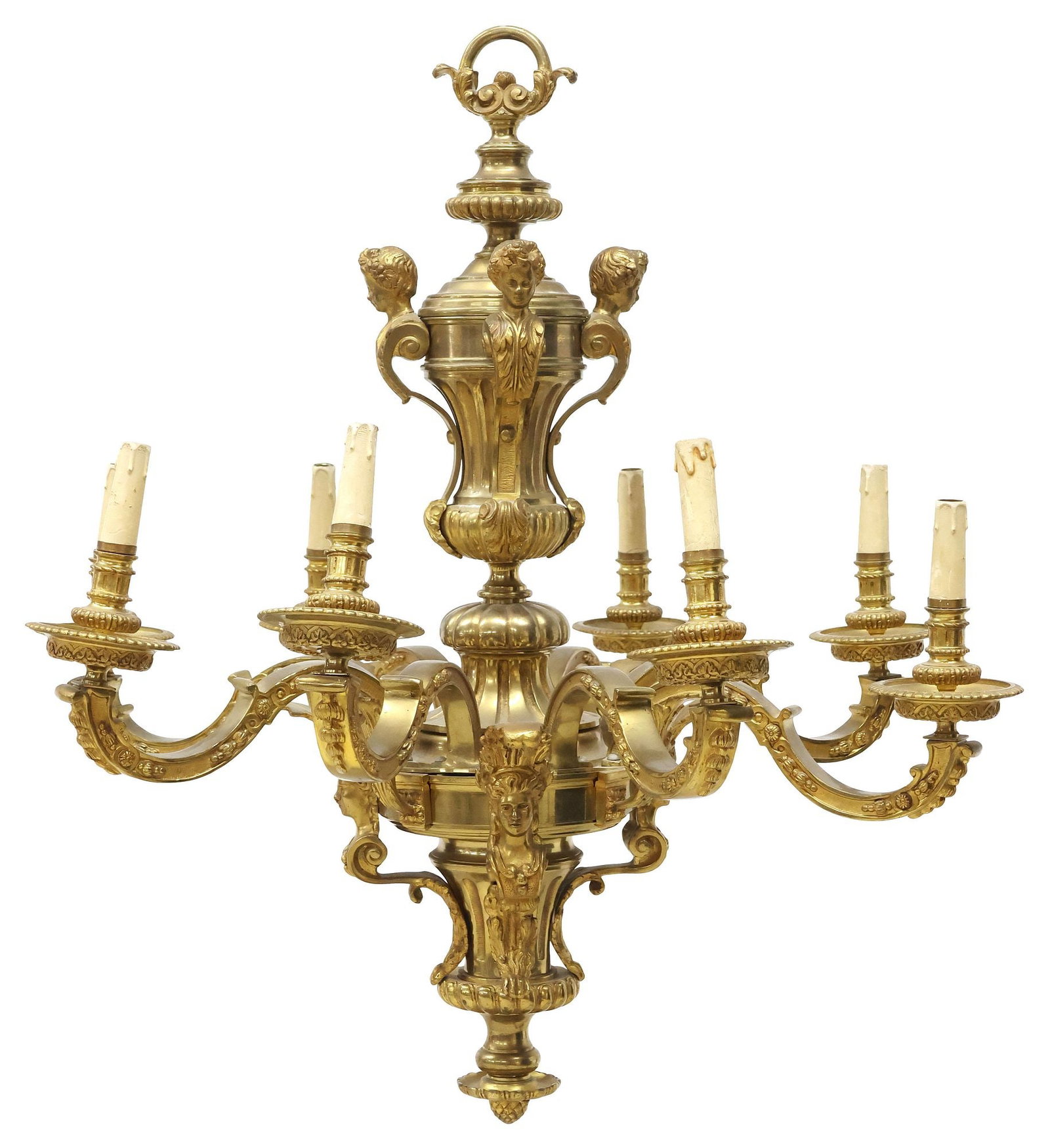 LOUIS XV STYLE ORMOLU FIGURAL 8-LIGHT 'MAZARIN' CHANDELIER (1 of 5)