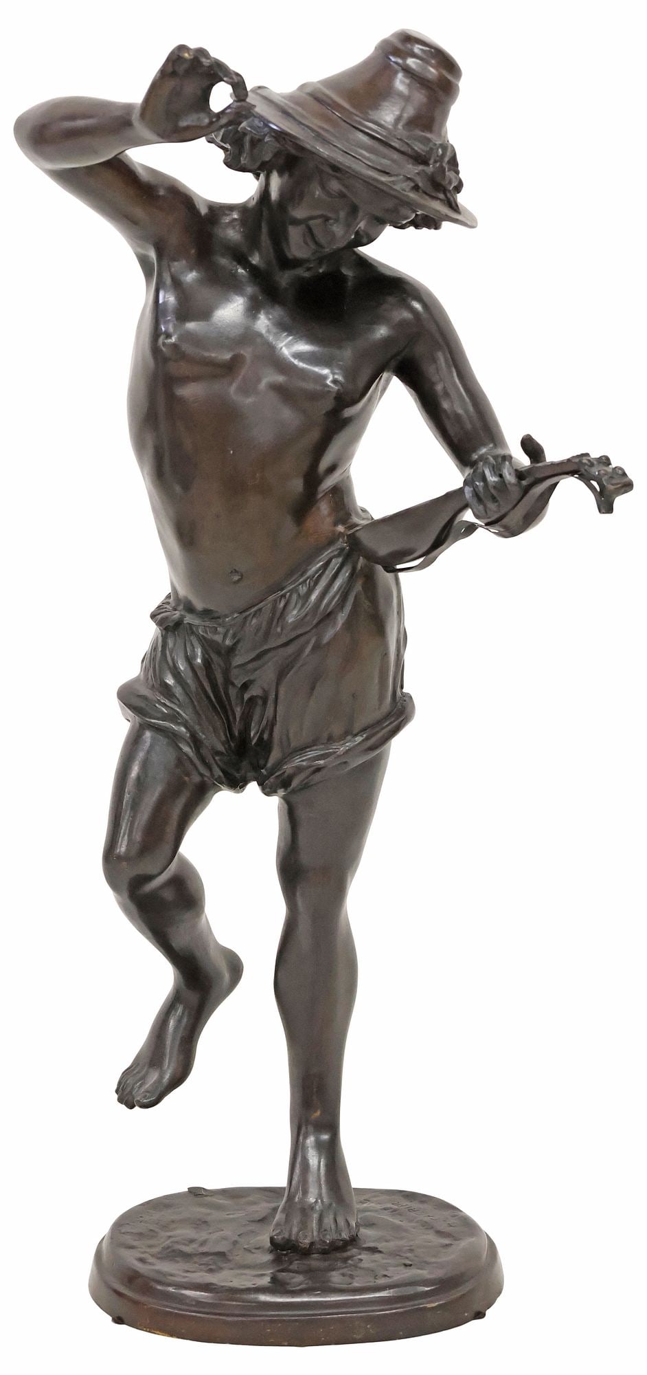 AFTER CARRIER-BELLEUSE (D.1887) FIGURAL BRONZE SCULPTURE, LUTE PLAYER (1 of 5)