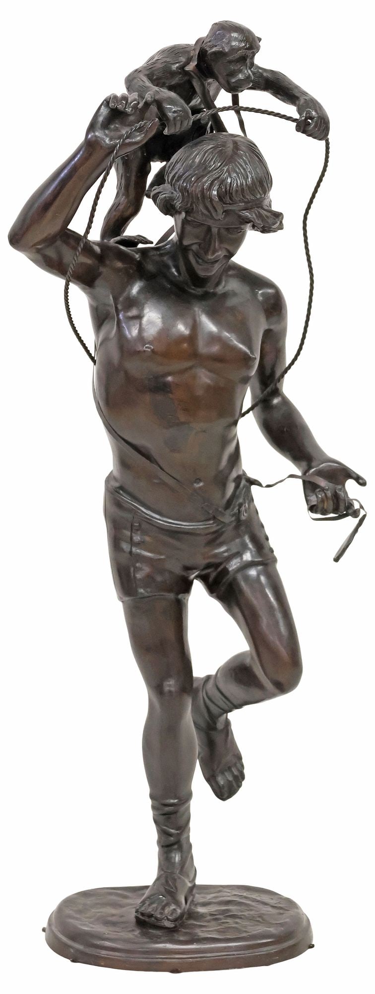 AFTER CARRIER-BELLEUSE (D.1887) FIGURAL BRONZE SCULPTURE, MONKEY & DANCER (1 of 5)