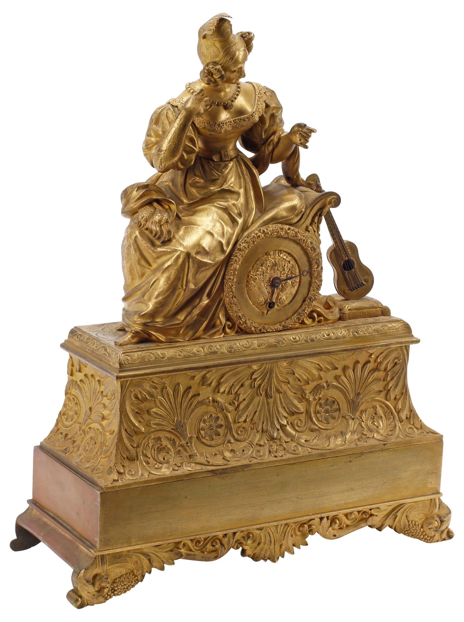 FRENCH LOUIS PHILIPPE ORMOLU & GILT METAL FIGURAL MANTEL CLOCK (1 of 6)
