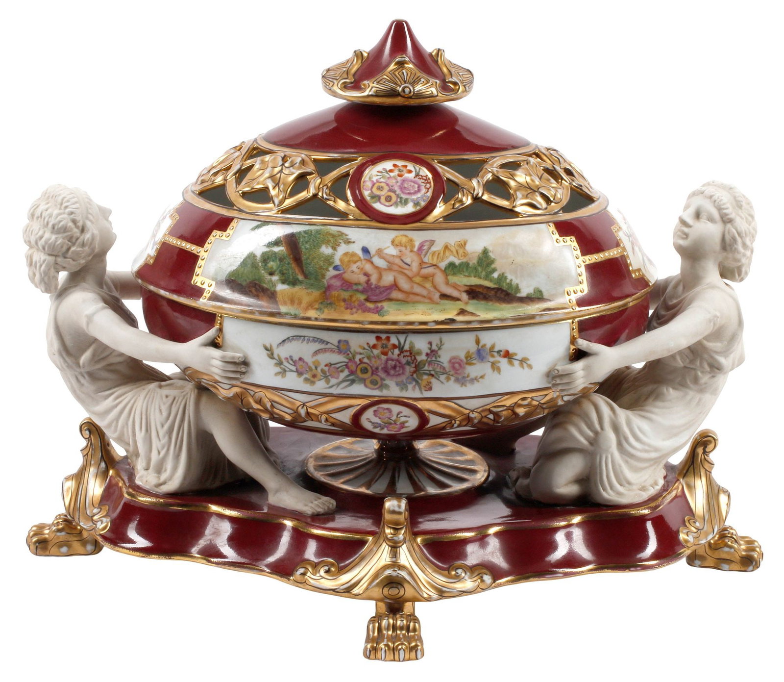SEVRES STYLE PARCEL-GILT PORCELAIN COVERED CENTERPIECE (1 of 7)