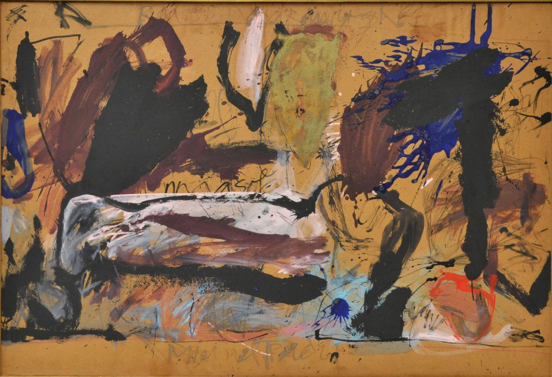 FRAMED INK AND PENCIL DRAWING MICHAEL TRACY: Framed ink and pencil drawing on paper, Ravenna Drawing No. 1, signed lower center Michael Tracy (Texas, b. 1943), some spotting around edges, sight: 27.75"h, 40.25"w, overall: 29.5"h, 42"w, 6lbs