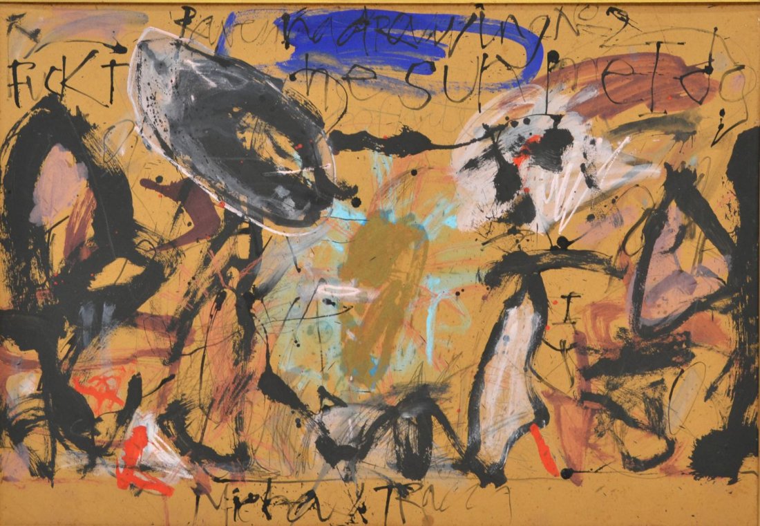 FRAMED INK AND PENCIL DRAWING MICHAEL TRACY: Framed ink and pencil drawing on board, Ravenna Drawing No. 2, signed lower center Michael Tracy (Texas, b. 1943), sight: 27.75"h, 40.25"w, overall: 29.5"h, 42"w, 6.25lbs