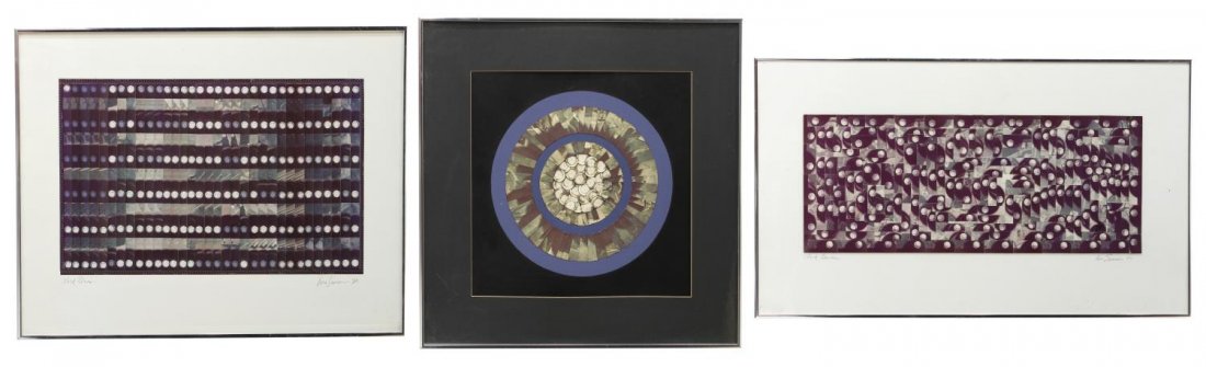 (3) ABSTRACT PHOTO COLLAGES, CLOCKS, VERA SIMONS: (lot of 3) Framed mixed media photographic collages, by Vera Simons (Vera Habrecht Simons, German/American,1920-2012), comprising: (1) "Clock Rose", pencil signed, titled and dated lower right Vera Si