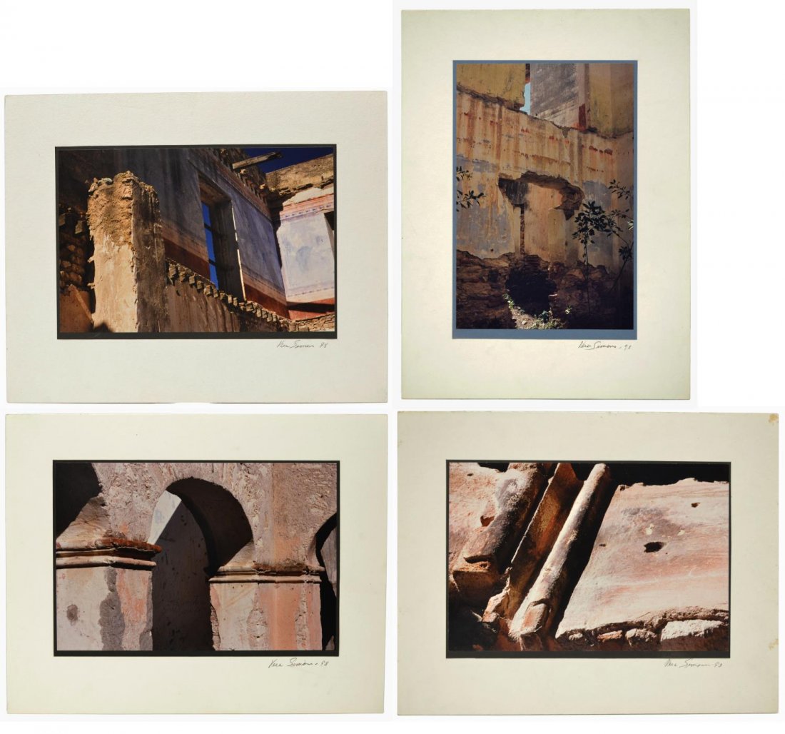 (4) ARCHITECTURAL ART PHOTOGRAPHY, VERA SIMONS: (lot of 4) Collection of unframed color art photography, architectural and scenic views, by Vera Simons (Vera Habrecht Simons, German/ American, 1920-2012), each pencil signed and dated lower right Ve