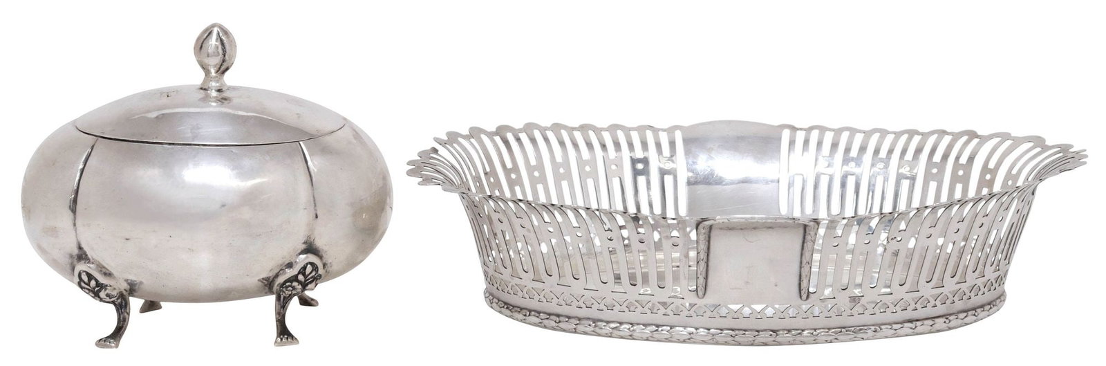 (2) GERMAN .800 SILVER GEBRUDER KUHN RETICULATED BASKET & SILVER TABLE BOX (1 of 8)