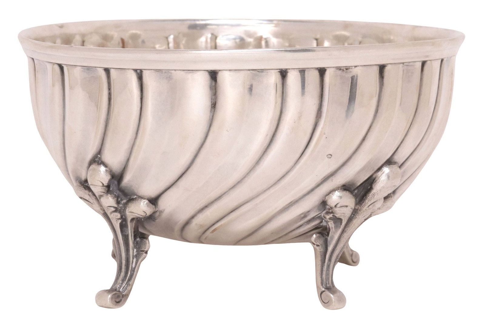 CONTINENTAL SILVER GADROONED & FOOTED BOWL (1 of 5)