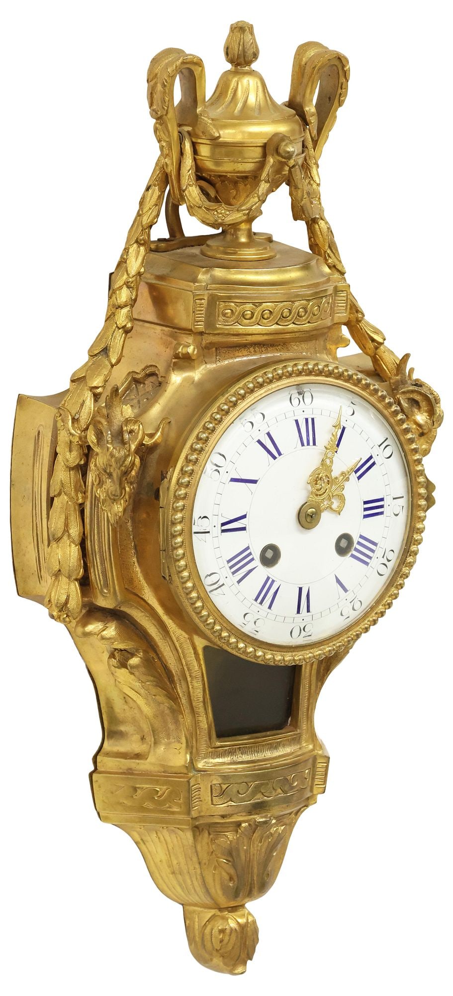 FRENCH LOUIS XVI STYLE GILT BRONZE URN FINIAL CARTEL / WALL CLOCK (1 of 6)