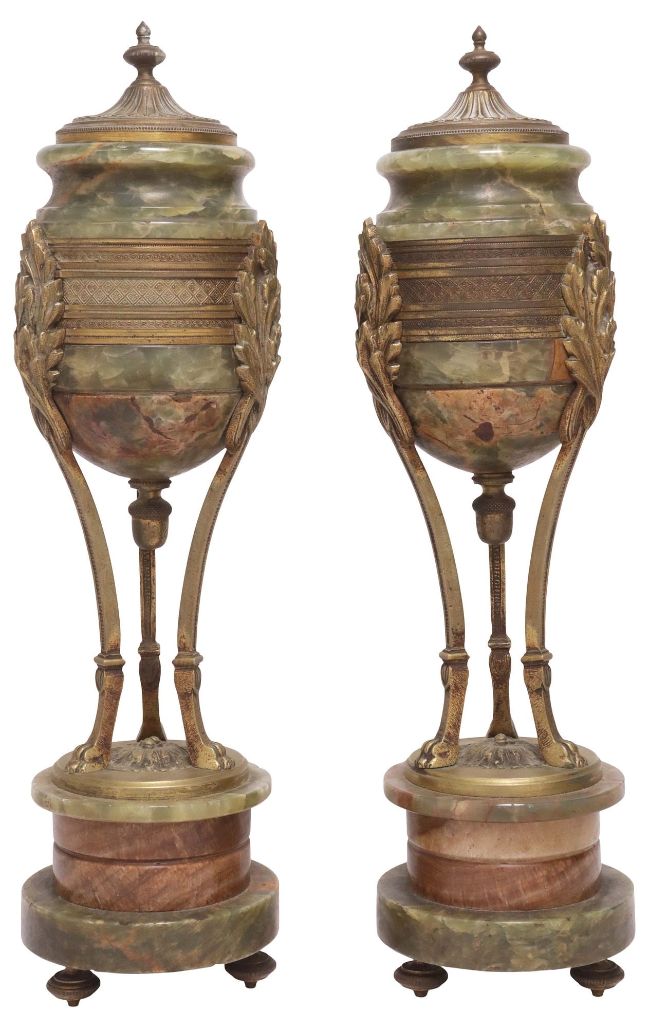 (2) FRENCH EMPIRE PERIOD GILT METAL-MOUNTED ONYX CASSOLETTES (1 of 5)