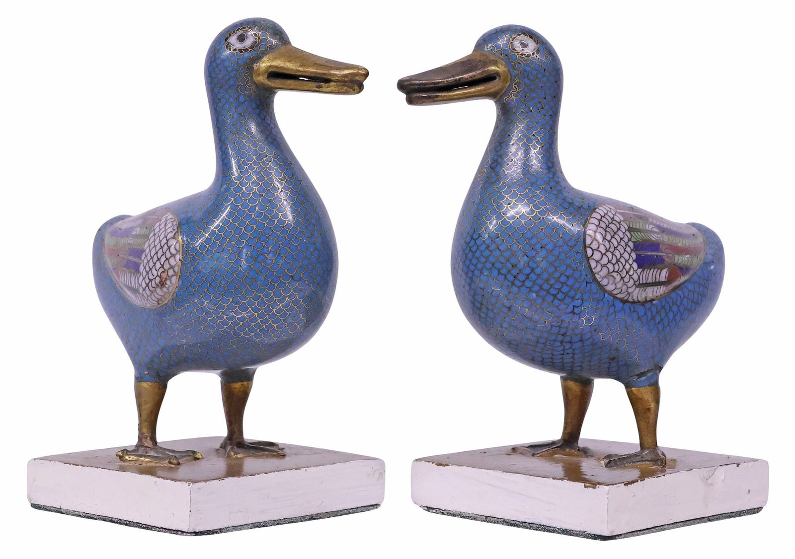 (2) CHINESE LATE QING CLOISONNE ENAMELED DUCK FIGURES (1 of 5)
