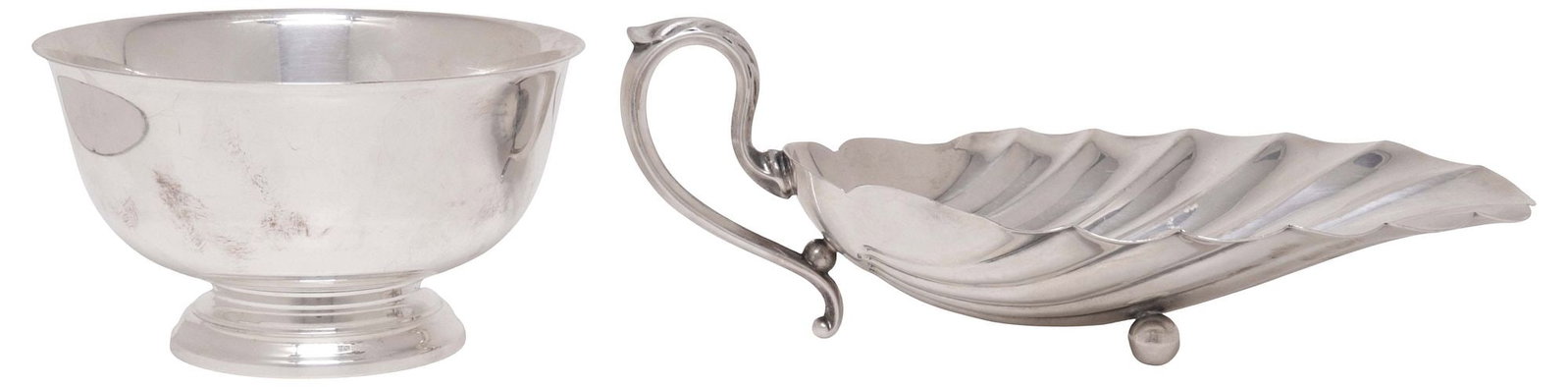 (2) AMERICAN STERLING SILVER, FISHER SHELL DISH & GORHAM 'REVERE' BOWL (1 of 6)