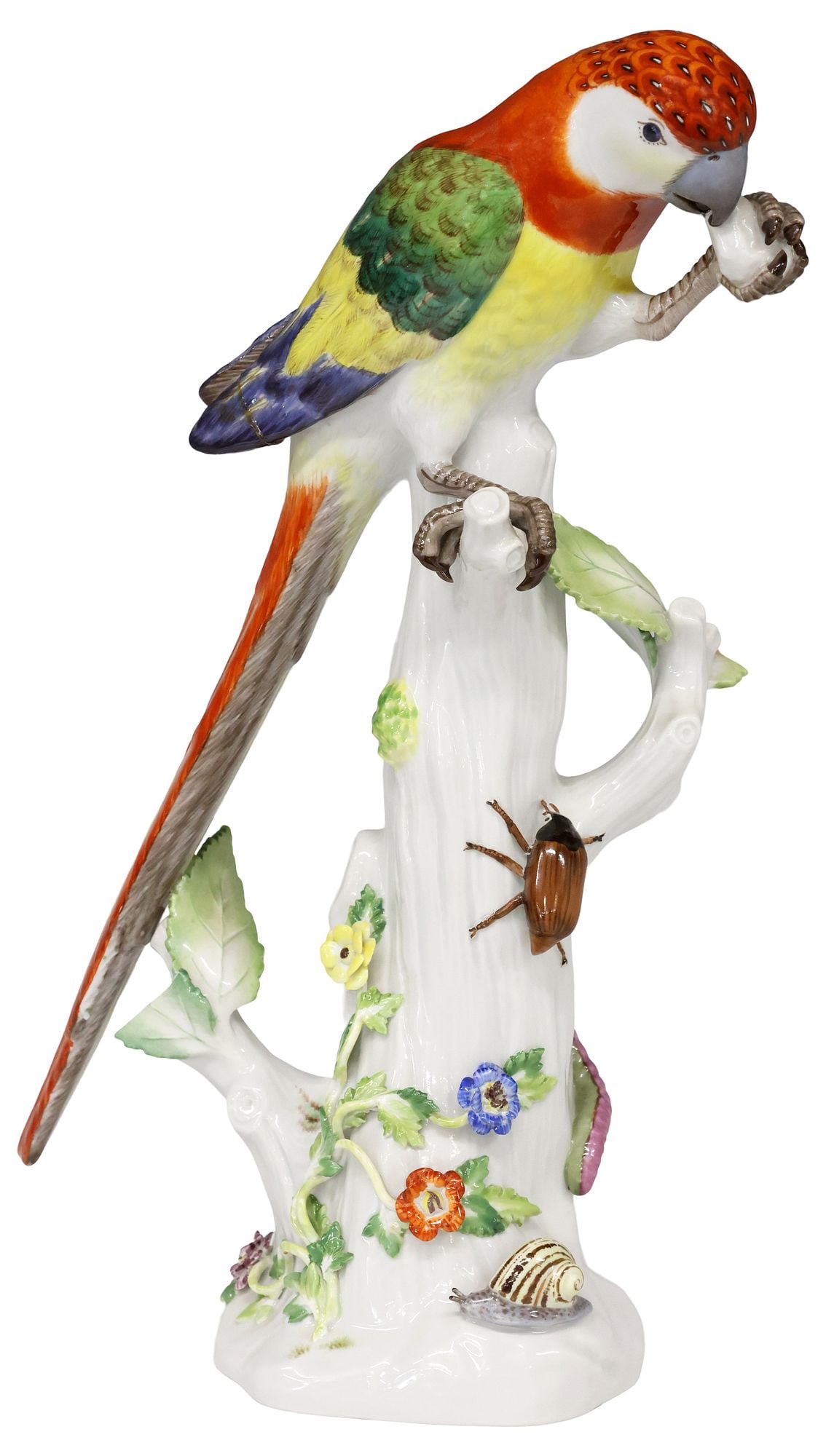 GERMAN MEISSEN PORCELAIN PARROT IN A TREE WITH INSECTS (1 of 7)