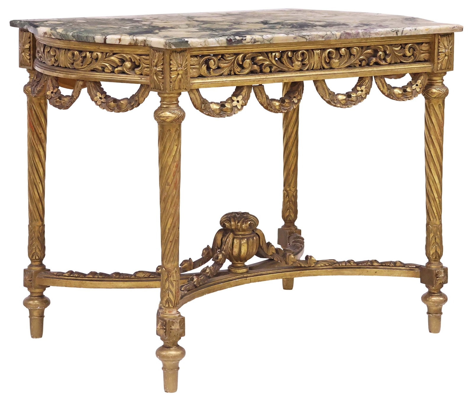 ITALIAN LOUIS XVI STYLE MARBLE-TOP GILTWOOD SALON TABLE (1 of 4)